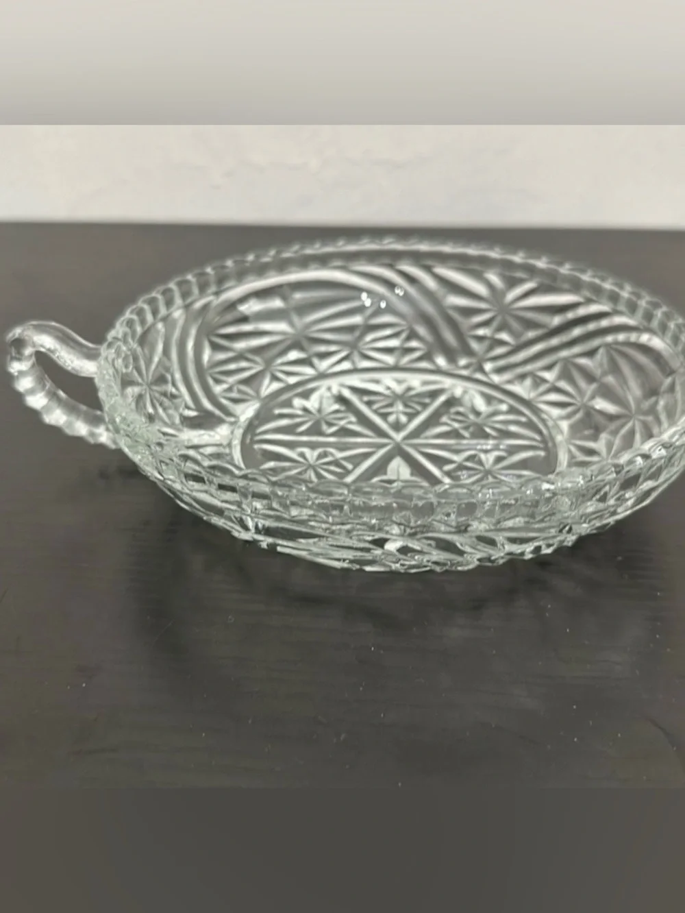 Anchor Hocking Thousand Line Stars & Bars Vintage 6” Clear Nappy Bowl Dish